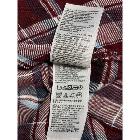 Gap Button Up Plaid Pintuck Long Sleeve Tunic Shirt Womens Size Xl Multicolor - Picture 5 of 8